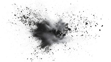 Wall Mural - Black chalk pieces and powder flying, explosion effect isolated on white