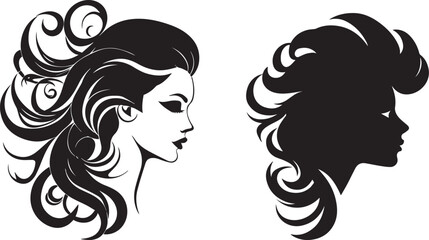 Wall Mural - Woman hairstyle bread black silhouette