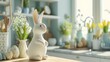 minimal easter decor in the kitchen