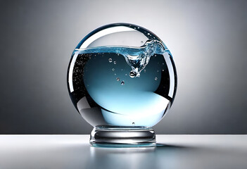 Wall Mural - Glass ball with water and bubbles