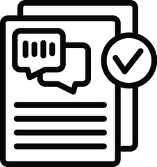 Poster - Approved text transcription icon outline vector. Academic career. Audio document