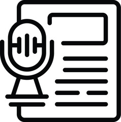 Poster - Mic text ai icon outline vector. Audio transcribe. Record vocal system