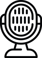 Poster - Microphone transcription icon outline vector. Audio career. Text slender