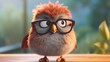pixar owl with glasses AI generative