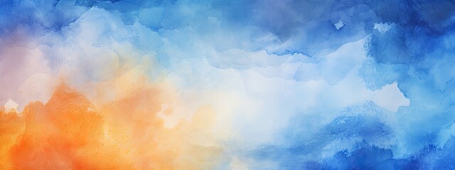 Wall Mural - vibrant royal blue and orange brush background for poster and banner design