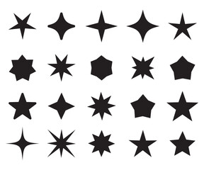 Poster - Set of star shapes. Retro futuristic sparkle icons collection. Abstract cool shine effect sign vector design. Templates for design, posters, projects, banners, logo