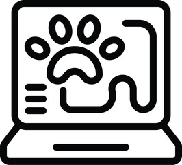 Wall Mural - Laptop pet tracker icon outline vector. System persona. Care animal park