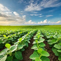 Juvenile Soybean Plants in the Farm Field