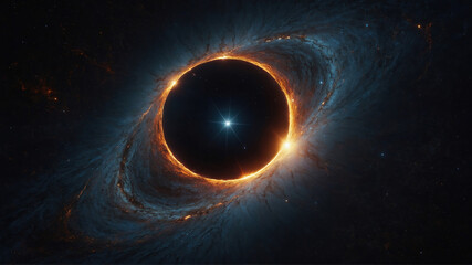 gorgious black hole over star field in outer space, abstract space wallpaper