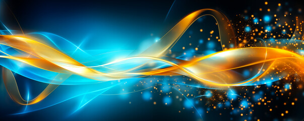 Wall Mural - Abstract Blue Wave Technology mobile, web banner. Global cyber network curves concept, blue lines connectivity design for wireless WIFI connection technology or mobile news design by Vita