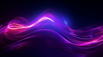 Poster - Pulsating neon futurism: dynamic motion tech, high-speed light trails, purple wave swirls