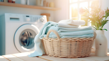 Poster - washing machine in a laundry basket