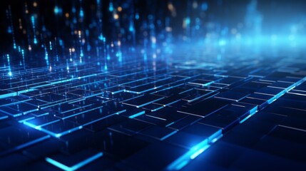 Poster - futuristic data link technology background in vivid blue tones - illustration