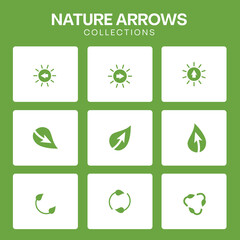 nature green  eco Arrow Icon Set Fully Editable HD Vector Arrows Template