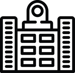 Poster - Culture center building icon outline vector. Surfboard design. City template