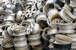 Aluminum alloy wheels recycling scrap, many used car alloy wheels