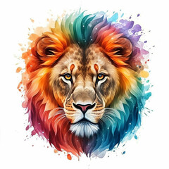  Minimalist Neon Line lion Logo with Geometric Design, Vibrant Smoke Effects White Background with t-shirt design ai art