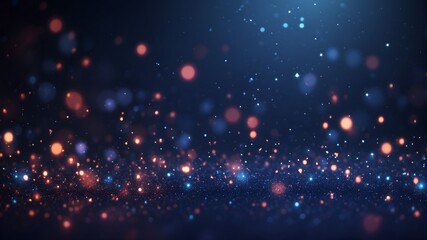 navy glow particle bokeh background, abstract glitter wallpaper illustration