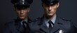 Portrait of two police officers in uniform. Men's beauty, fashion.