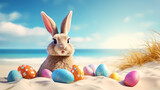 Fototapeta Nowy Jork - Easter background, many colorful Easter eggs