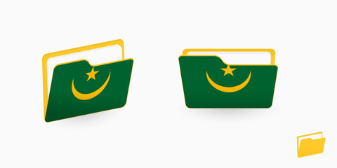 Poster - Mauritania flag on two type of folder icon.