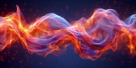Leinwandbilder - Interplay of Fire and Magic: An Abstract Vision of Cosmic Energy Flowing in a Spectacular Dance of Colors and Light, Generative AI