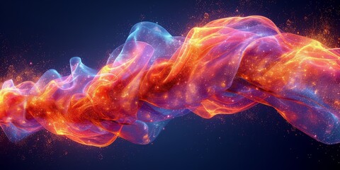 Leinwandbilder - Interplay of Fire and Magic: An Abstract Vision of Cosmic Energy Flowing in a Spectacular Dance of Colors and Light, Generative AI