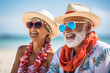 © Koshiro K - An elderly couple or couples enjoying a beach vacation. Old age retirement living, relationship. Life Moment concept image.