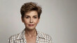 © triocean - Beautiful well-groomed middle aged women with brown androgynous short hair and make up