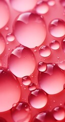 Wall Mural - Modern background for cellphone, mobile phone, ios, android, water droplets with pink hues and blue sunset lighting. Water on screen surface
