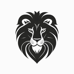 Wall Mural - Bold Lion Emblem on Crisp White Canvas: Elevate Your Style , black lion logo on a white background