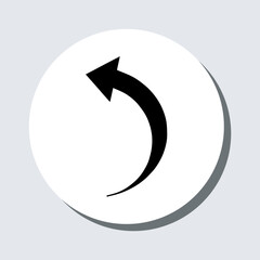 Poster - Curved arrow icon vector. Arrow pointer sign symbol in trendy flat style. Arrow left vector icon illustration in circle isolated on gray background