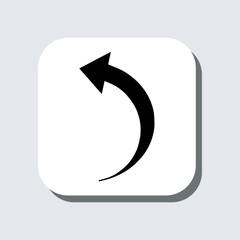 Poster - Curved arrow icon vector. Arrow pointer sign symbol in trendy flat style. Arrow left vector icon illustration in square isolated on gray background