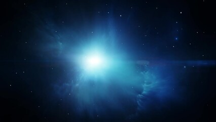 Wall Mural - A blue nebula in deep and black space.