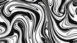 © Matthew - A black and white 2D contour showcases waves, swirls, and twisted patterns in a trendy retro psychedelic style, producing a twisted and distorted flat texture. This simple monochrome image represents