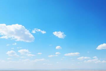 beautiful blue sky with sun and white cumulus clouds aerial view for abstract background