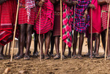 Fototapeta Las - Maasai people legs with colorful dress in Kenya