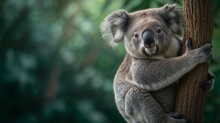 AI Generated Illustration Of A Koala Perched On Tree Branch, Visible