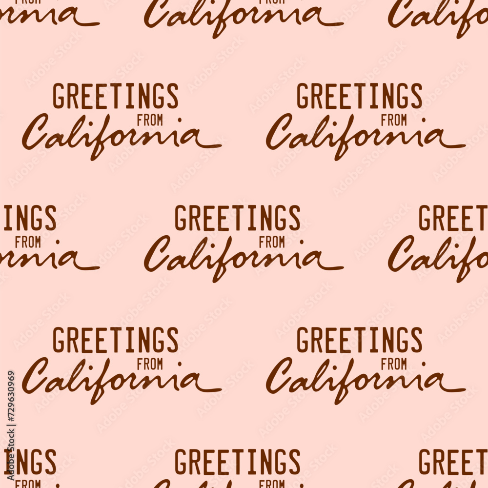 Seamless pattern with iconic california lettering isolated on light ...