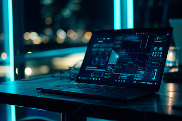 laptop is seen on a table under a laptop shield