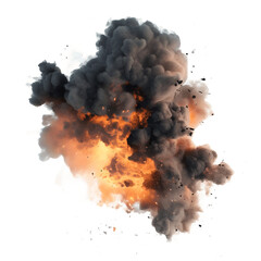 a large explosion of smoke and fire on a transparent background