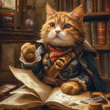 The captain cat looking at the map generative ai