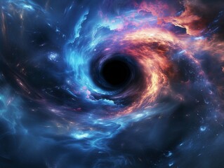 Wall Mural - Black hole, wormhole, vortex, spiral nebula in deep space and cosmos, part of the Universe on abstract background