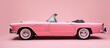 3D rendering a pink convertible car on plastic cartoon style pink background. AI generated image