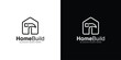 Creative Home Build Logo. House Construction, Hammer Tool and Home with Linear Outline Style. Home Service Logo Icon Symbol Vector Design Template.