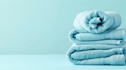 Aufkleber - Soft towels await to be used, nestled on a table indoors, promising warmth and comfort for those in need of a respite