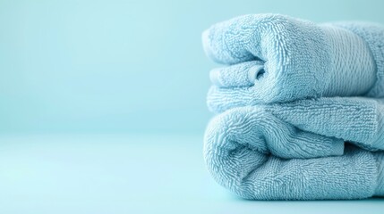 Poster - Soft and serene, a vibrant blue towel invites a moment of comfort and calm within the confines of a cozy indoor space