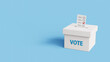 © DETHAL - Vote into a ballot box during elections. Casting a vote in ballot box. Putting paper in ballot box. Voting or elections concept. 3d illustration