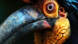 Fototapeta  - Portrait of colourful hornbill native to Indonesia, Knobbed Hornbill, Aceros cassidix.