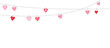 Girlande mit Herzen in verschiedene Muster,
Dekoration für Muttertag, Valentinstag, Hochzeit uvm,
Vektor Illustration isoliert auf weißem Hintergrund

